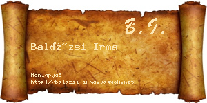 Balázsi Irma névjegykártya